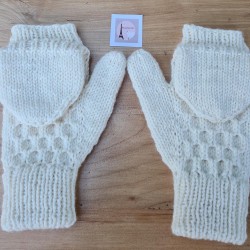Convertible handmade mittens in cachemire merinos